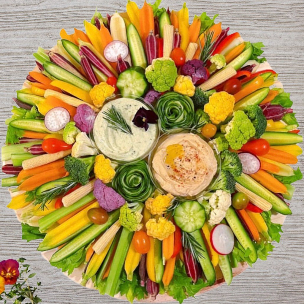 Farmers Market Crudité and Hummus Board
