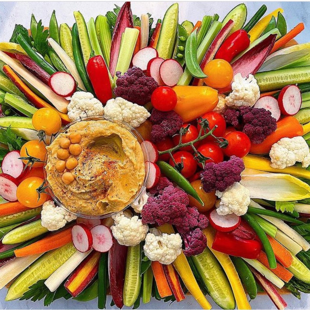 Farmers Market Crudité and Hummus Board
