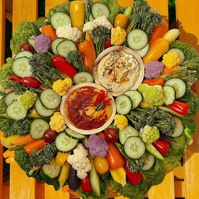 Farmers Market Crudité and Hummus Board